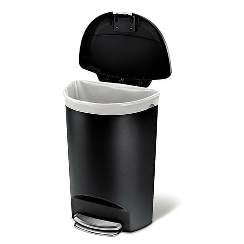 Black 13-Gallon Kitchen Trash Can with Foot Pedal Step Lid | Trash Cans | Kitchen + Metal