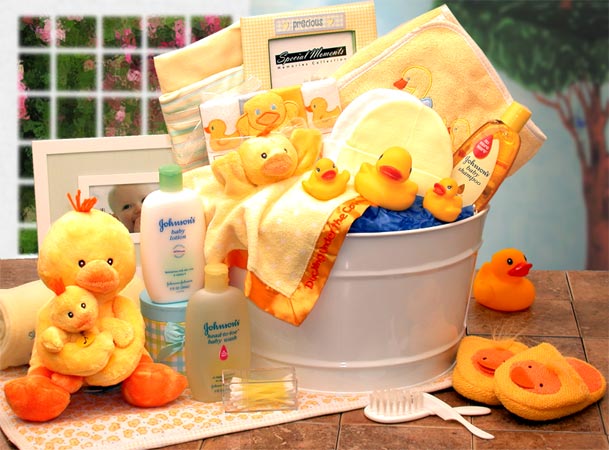 Bath Time Baby New Baby Basket-Yellow- new baby gift basket - baby