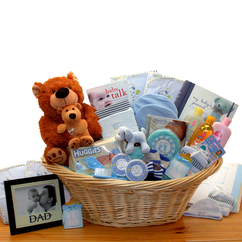 Deluxe Welcome Home Precious Baby Basket-Blue- baby boy gift basket -