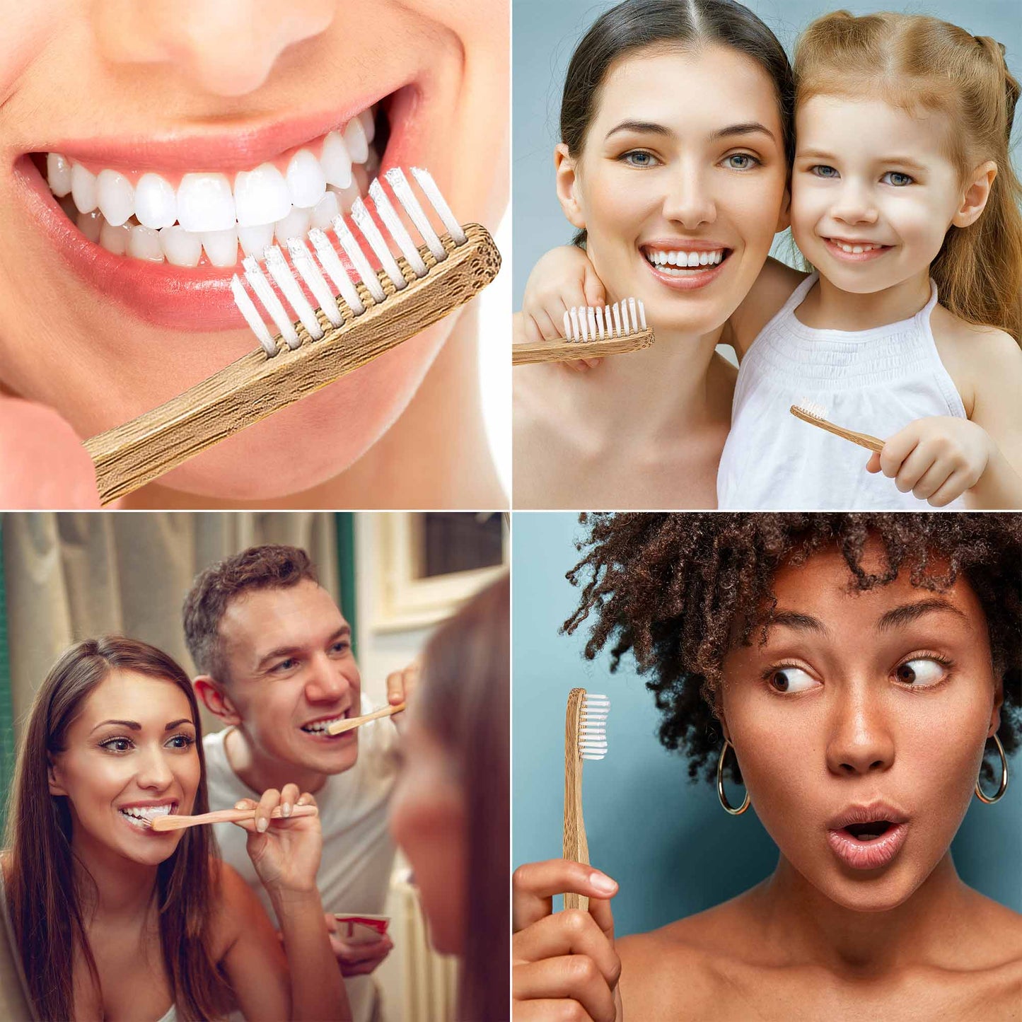 Bamboo Toothbrush Set 4-Pack - Bamboo Toothbrushes with Medium | Kitchen + Metal