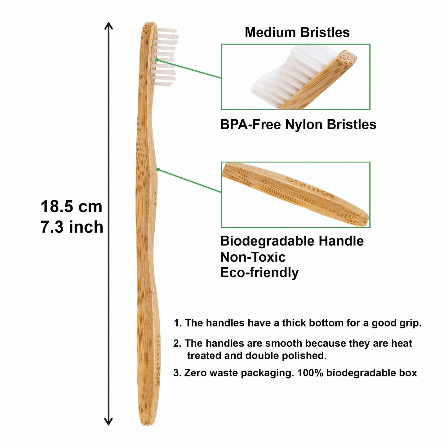 Bamboo Toothbrush Set 4-Pack - Bamboo Toothbrushes with Medium | Kitchen + Metal