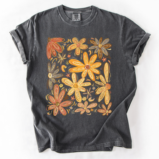 Beautiful Autumn Flowers, Fall, Floral, Watercolor, Comfort Colors T-Shirt