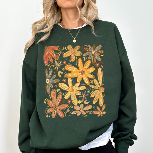Beautiful Autumn Flowers, Fall, Floral, Watercolor Sweatshirt