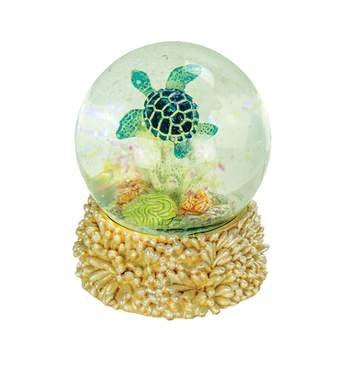 Blue Turtle Snow Globe – Coastal Décor (3"H x 2.5" Dia)