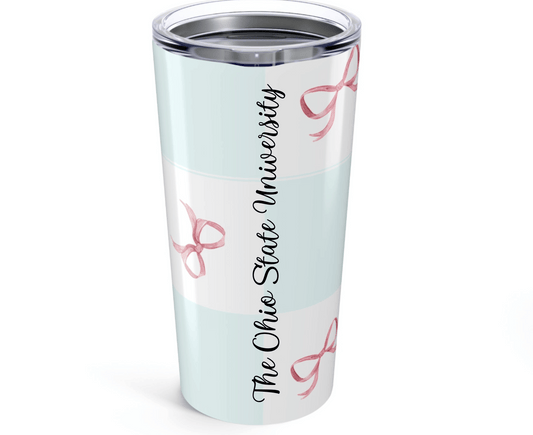 Customizable: Chic Ribbon Tumbler 20oz - Stylish Travel Mug, Perfect for Gifting, Birthday Parties, Everyday Use, Bridesmaid Essentials