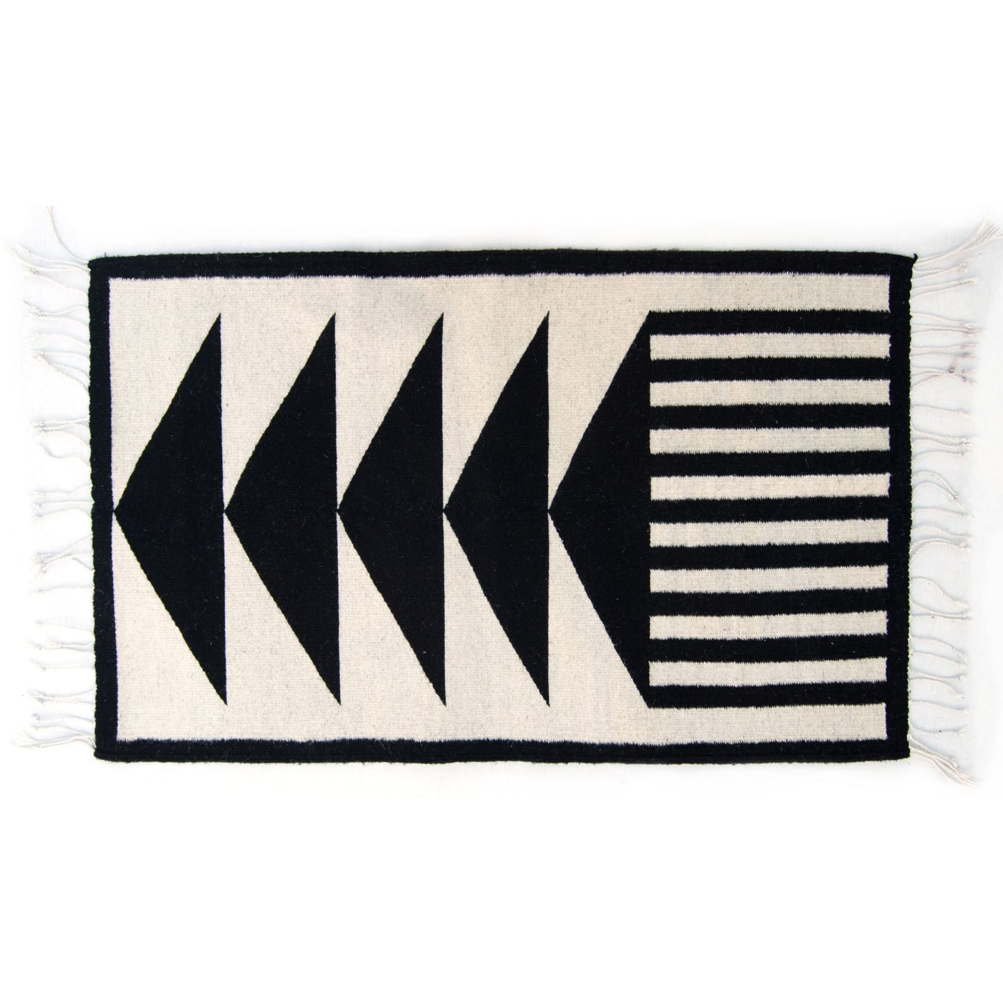 Mitla Asymmetric Black and White Wool Rug | Home Decor | Kitchen + Metal