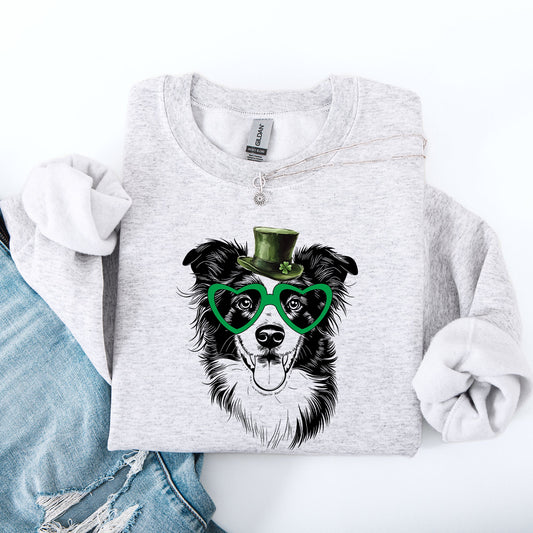 Border Collie, Adorable Dog, St Patrick's Day, Lucky, Irish Sweatshirt