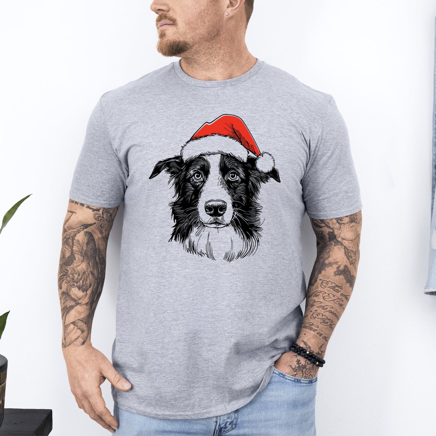 Border Collie, Santa, Dog, Christmas, Dog Lover, Pet T-Shirt Comfort Colors T-Shirt