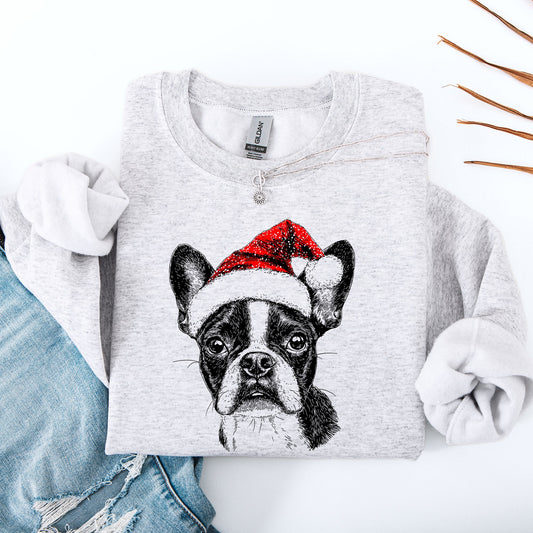 Boston Terrier, Santa, Dog, Christmas, Dog Lover, Pet Sweatshirt