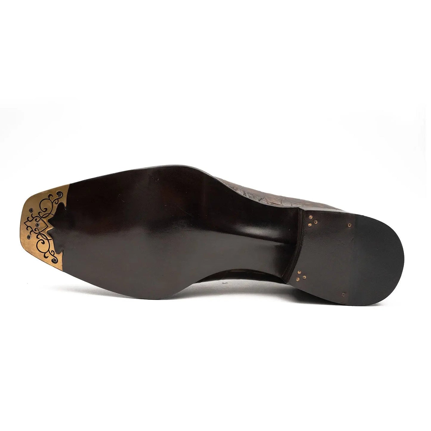 Brown Crocodile Derby Shoes Goodyear Norwegian 8014