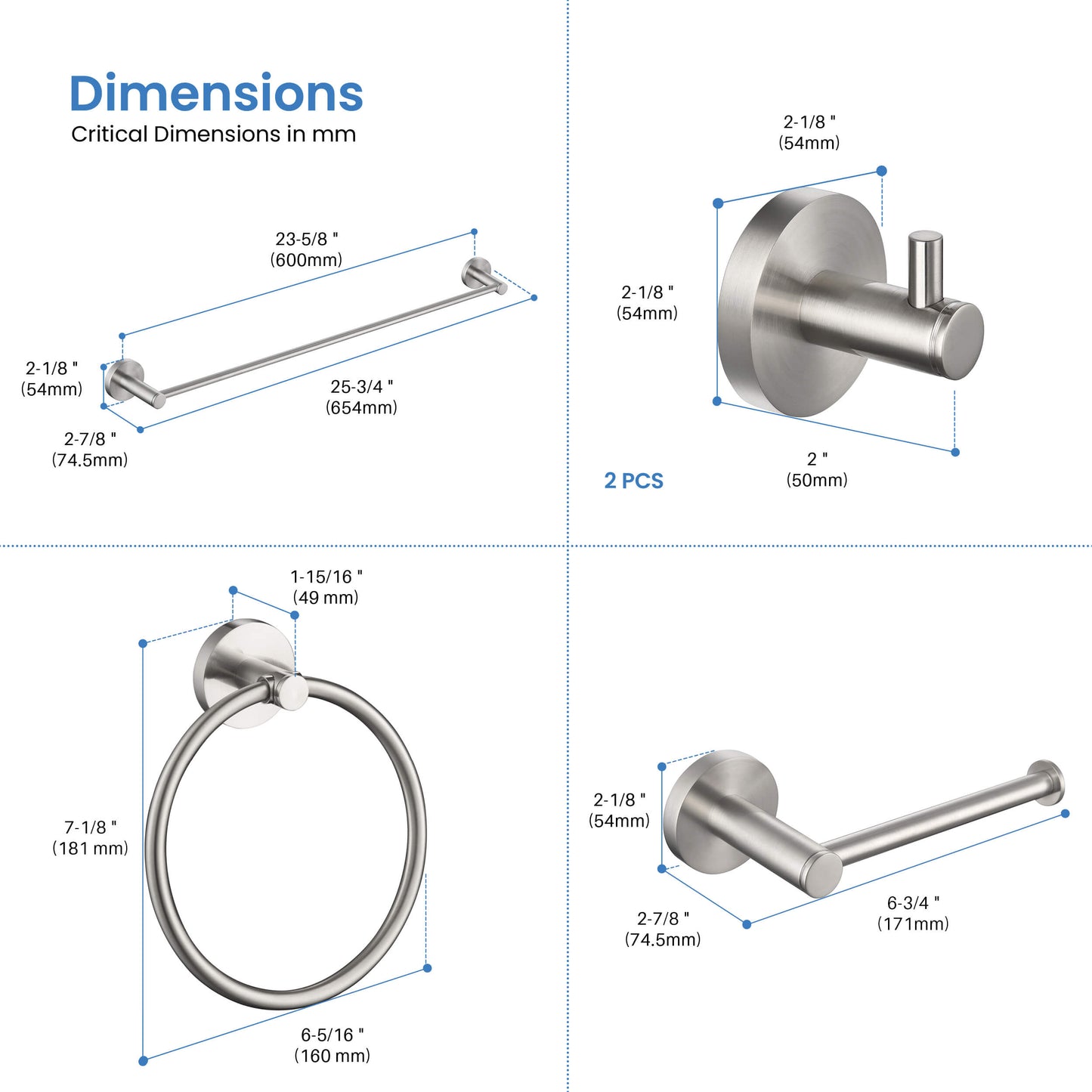 Halo 5 Piece Bathroom Hardware Set 2