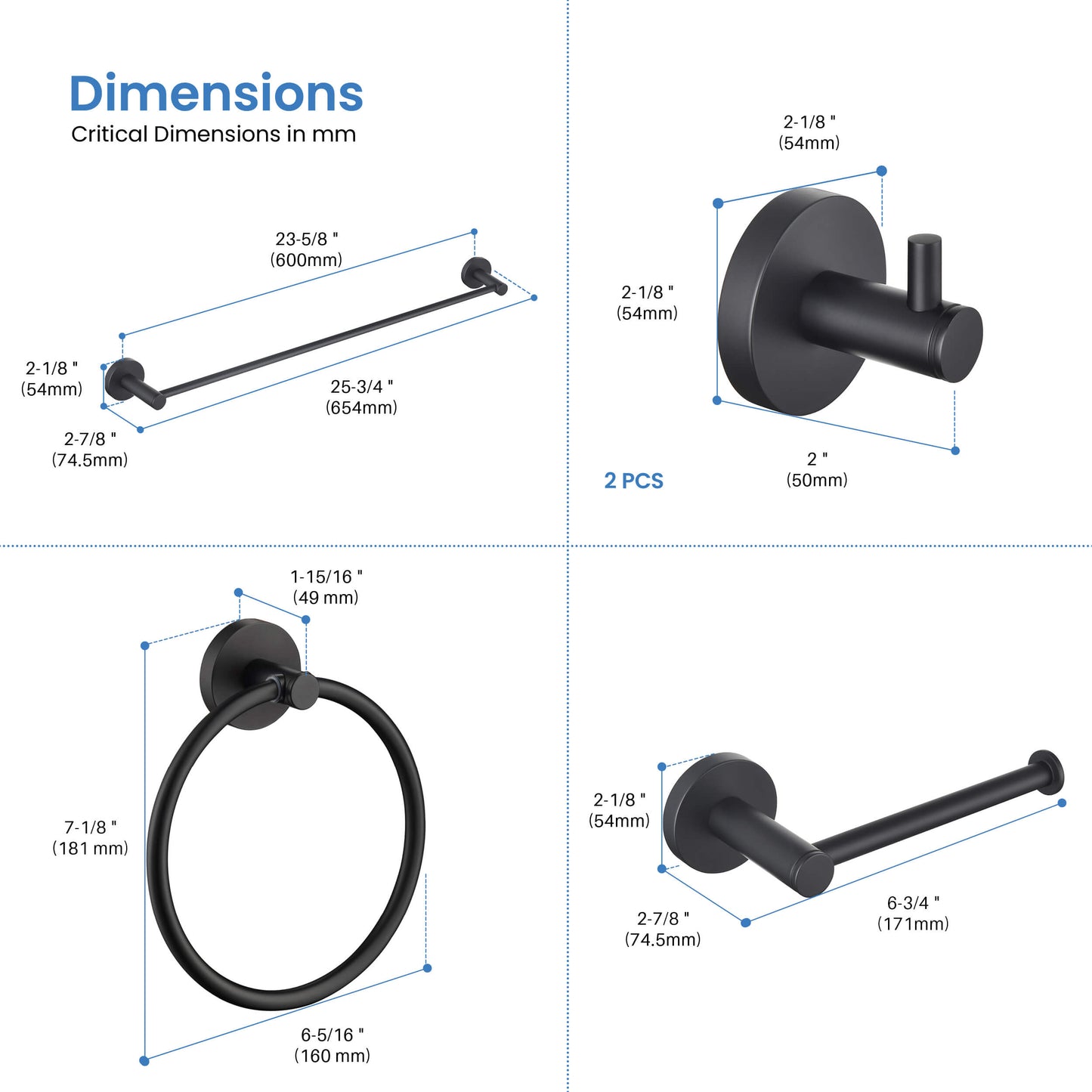Halo 5 Piece Bathroom Hardware Set 2