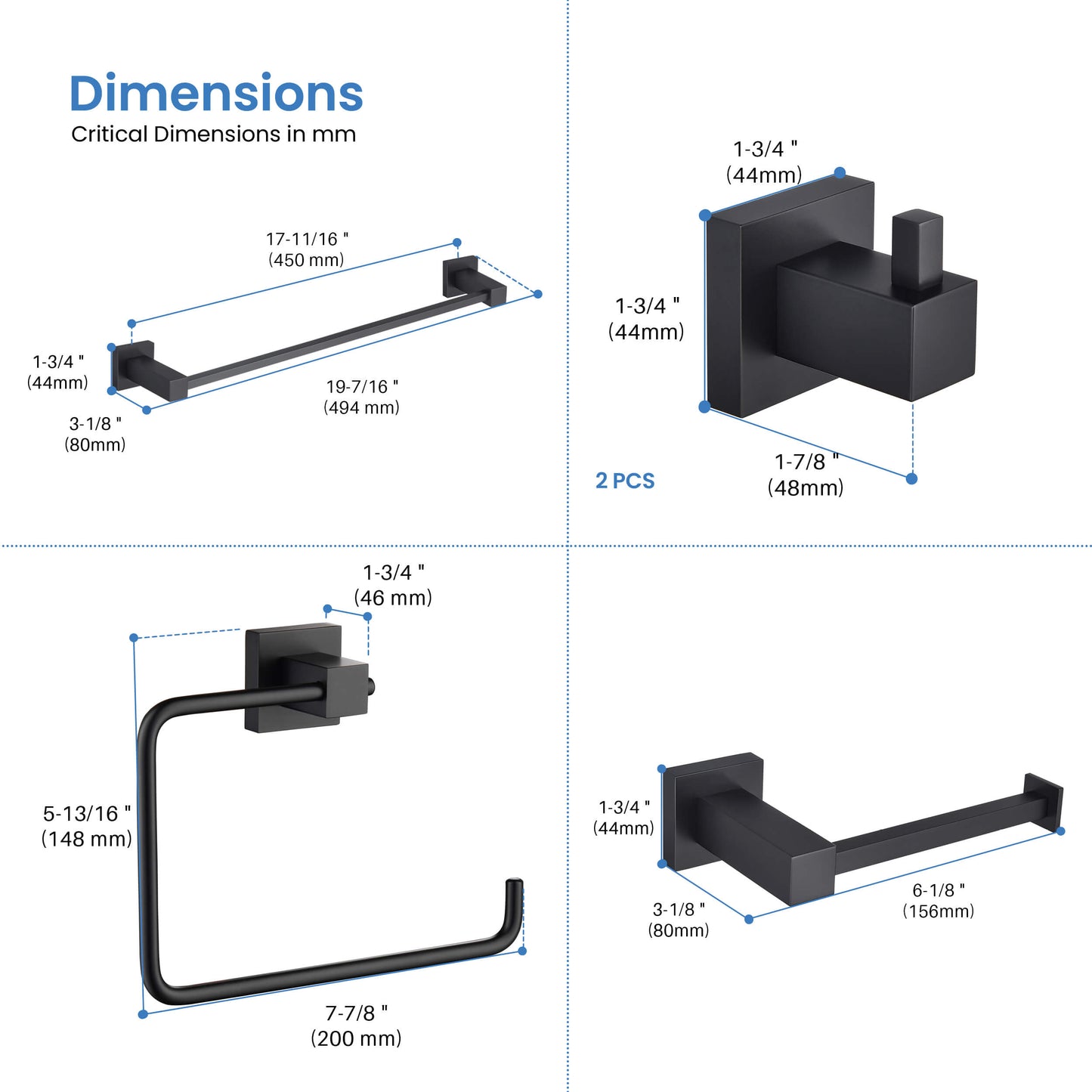 Quadra 5-Piece Bathroom Hardware Set 4