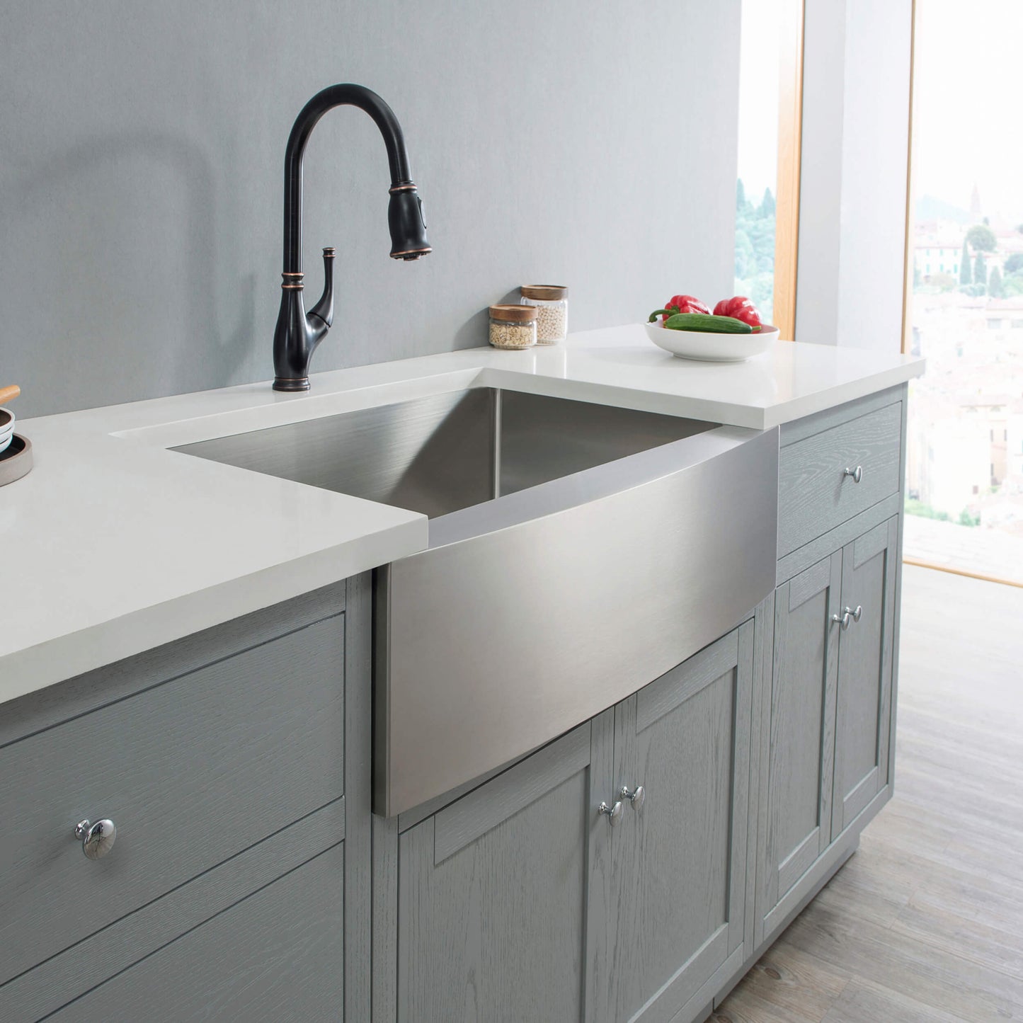 33" Handcrafted Farmhouse Apron Single Bowl Stainless Steel Kitchen Sink