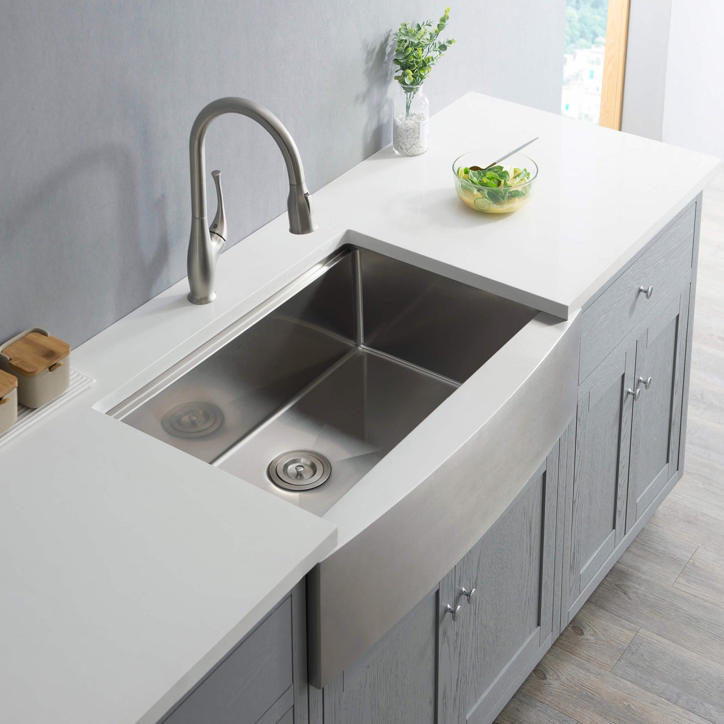 33" Farmhouse Apron Single Bowl Stainless Steel Workstation Kitchen Sink