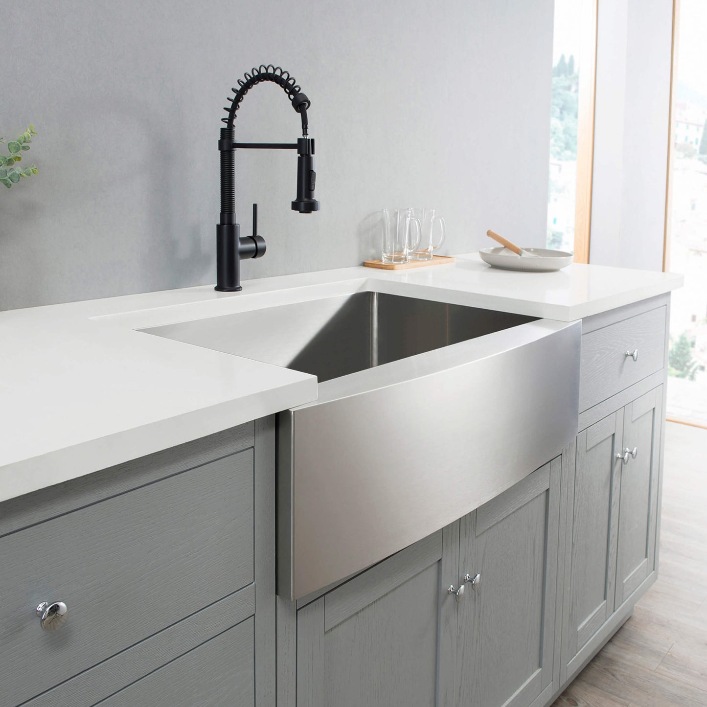36" Handcrafted Farmhouse Apron Single Bowl Stainless Steel Kitchen Sink