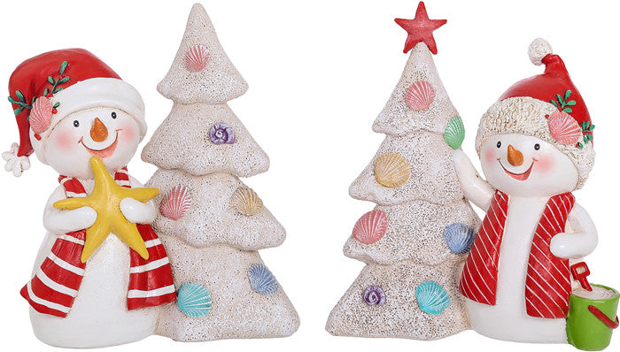 8" Resin Beach Snowman - SET OF 2