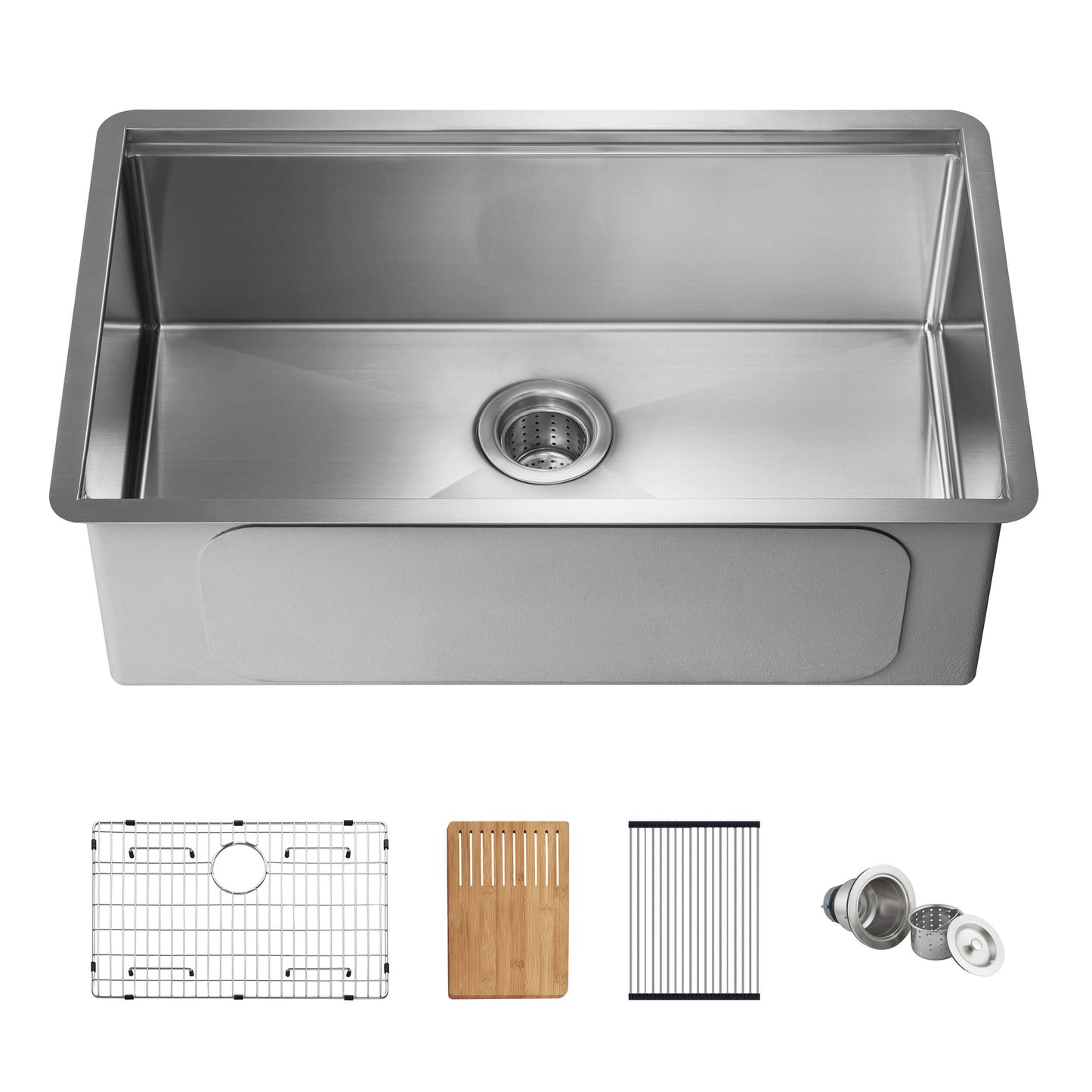 30" Handcrafted 316 Marine Grade Stainless Steel 16 Gauge Single Bowl Workstation Undermount Kitchen Sink