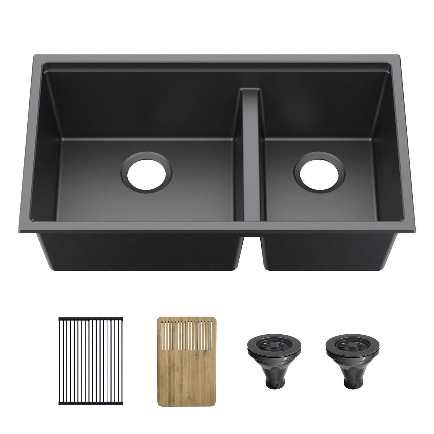 33" Undermount Workstation Double Bowl Quartz Kitchen Sink