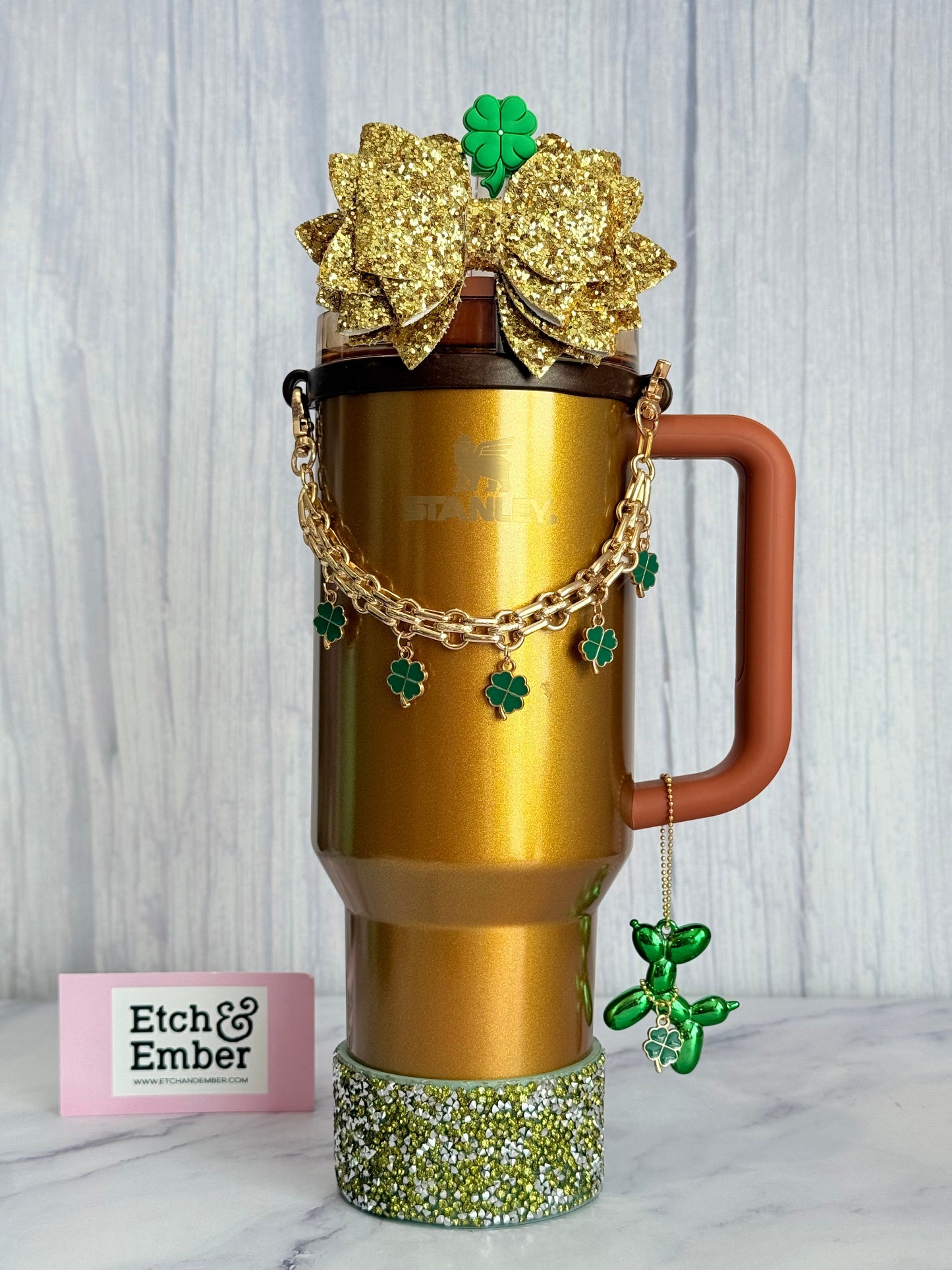Lucky Clover Deluxe Tumbler Charm Necklace