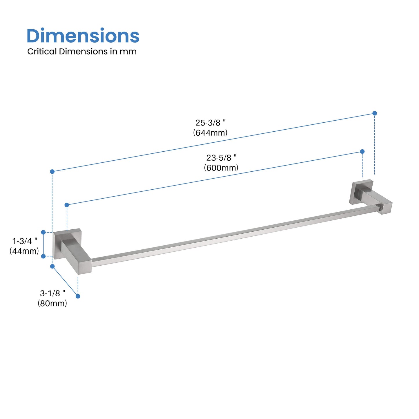 Quadra 24 inch Bathroom Towel Bar