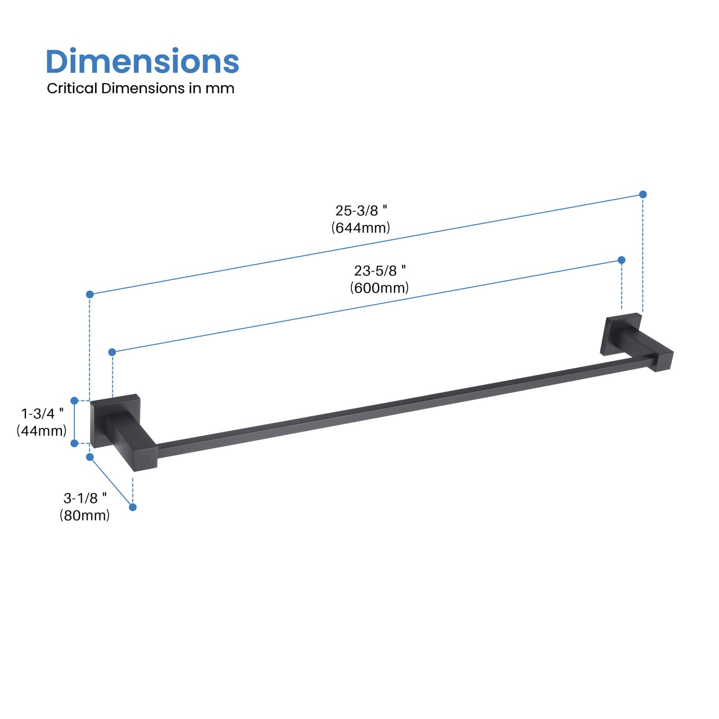Quadra 24 inch Bathroom Towel Bar