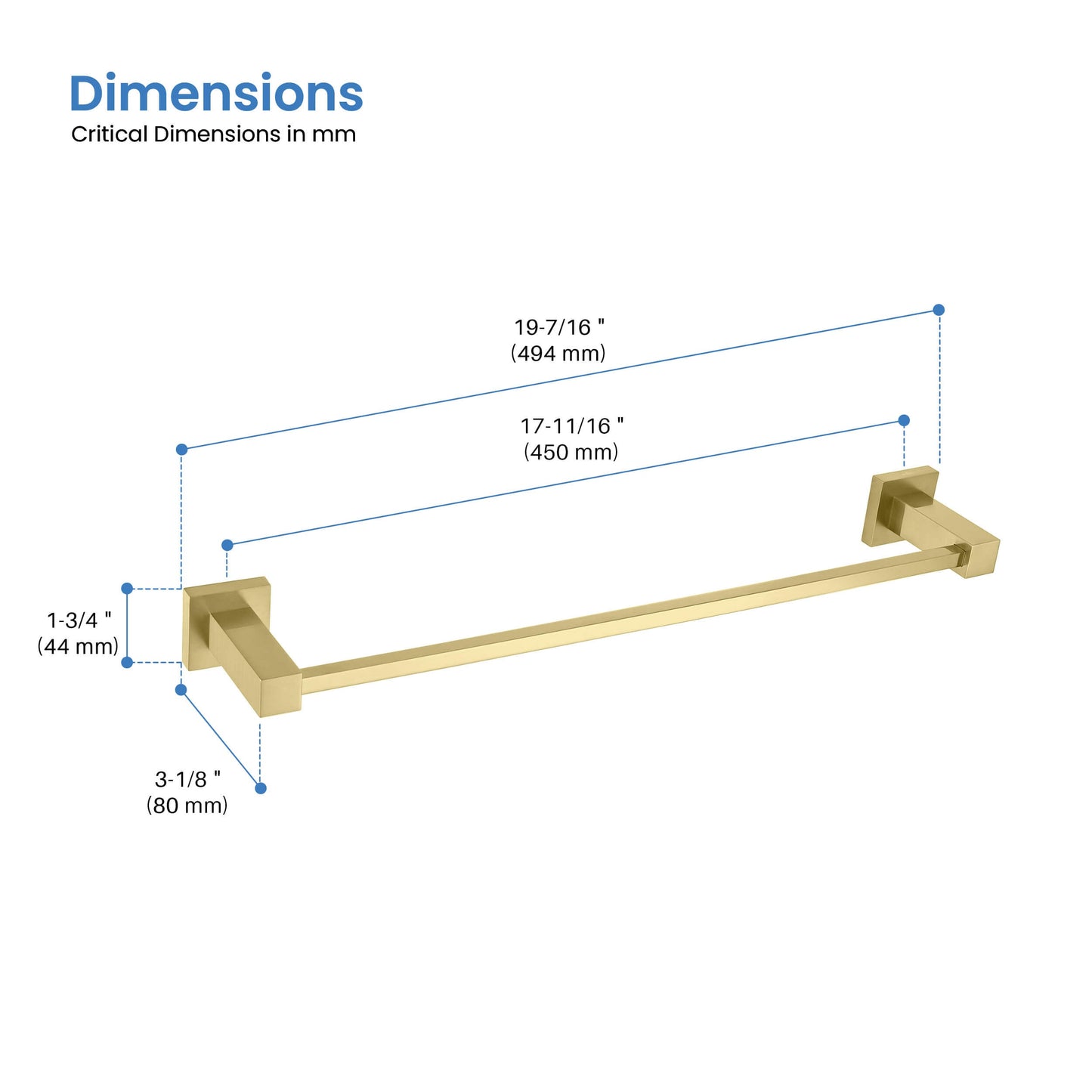 Quadra Bathroom 18" Towel Bar