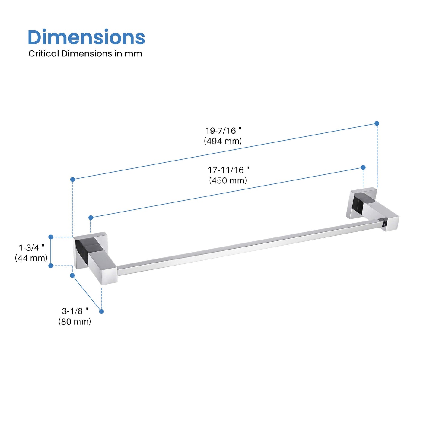 Quadra Bathroom 18" Towel Bar