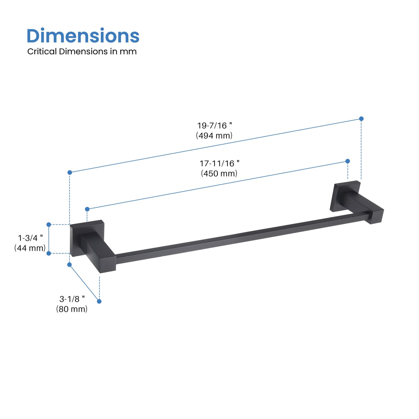 Quadra Bathroom 18" Towel Bar