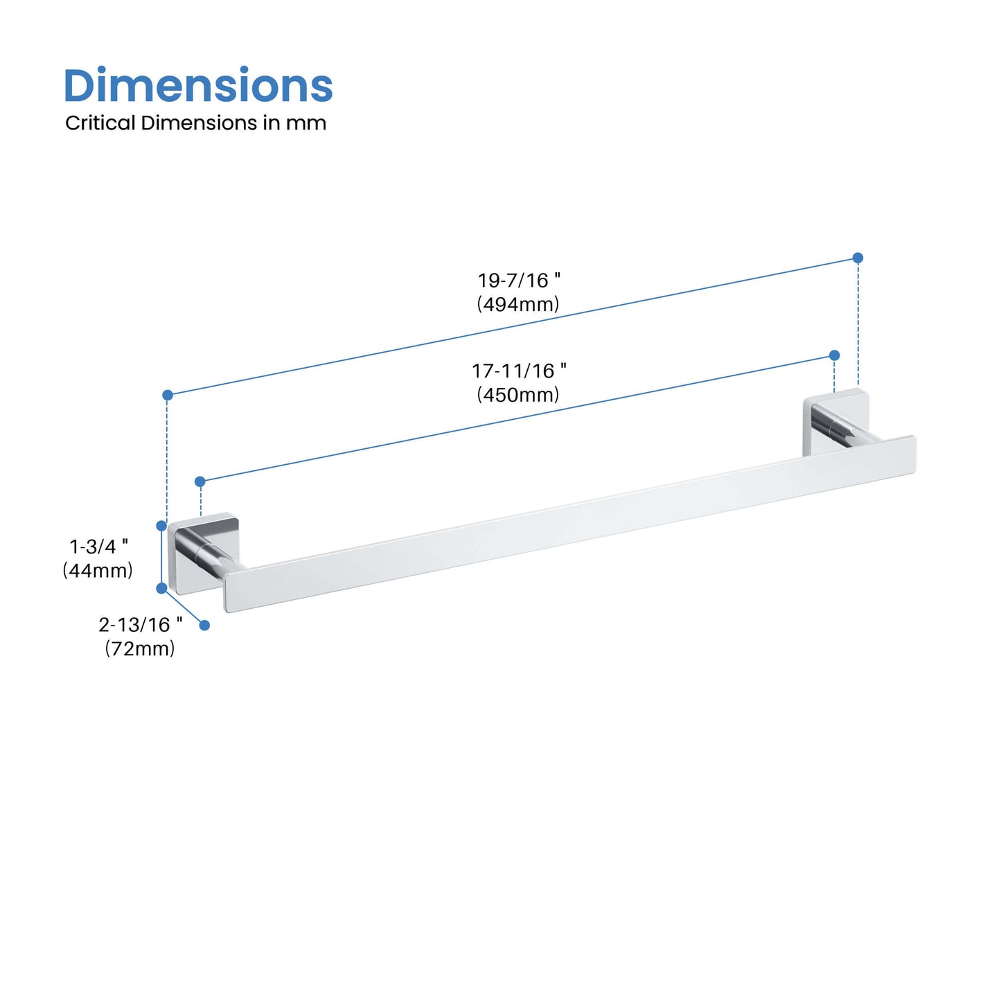 Fusion 18 inch Bathroom Towel Bar
