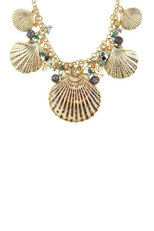 Oversize shell station necklace set