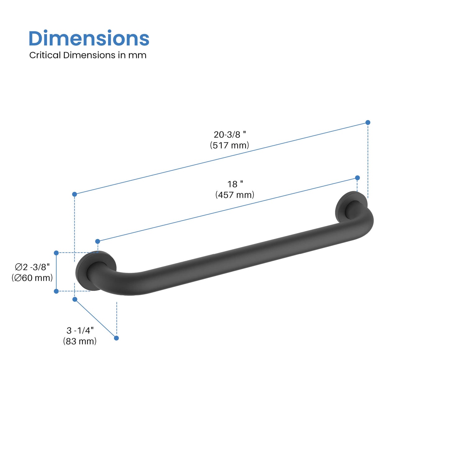 Halo 18" Stainless Steel Bathroom Safety Grab Bar
