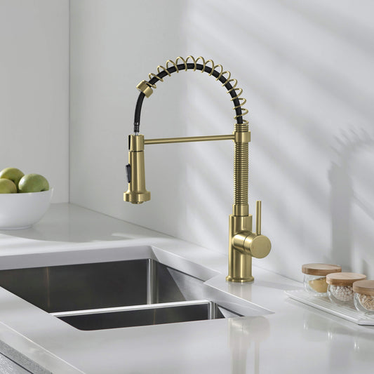 Genova Commercial Style Single Handle Pull Down Kitchen Sink Faucet