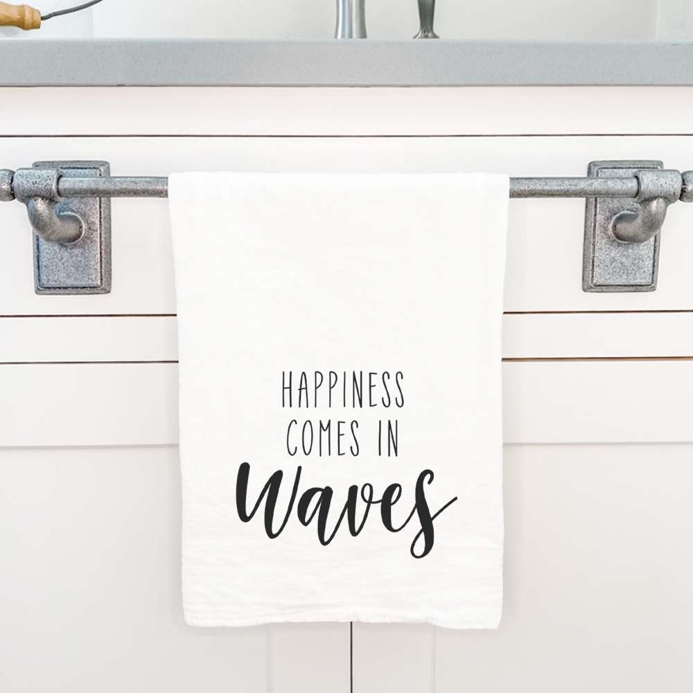 Happiness Comes in Waves - Cotton Tea Towel