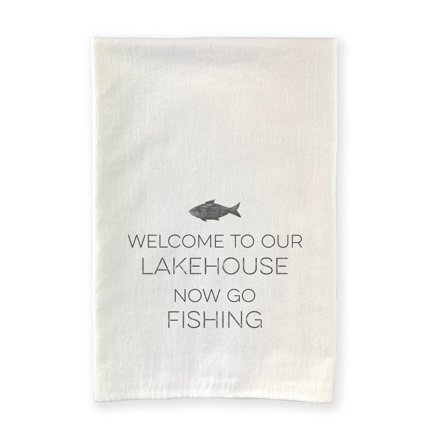 Welcome Lakehouse (Fish) - Cotton Tea Towel