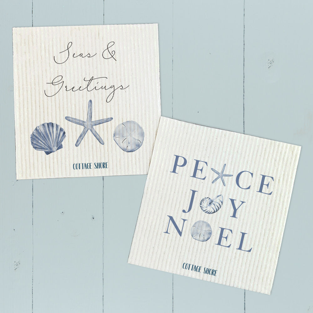 Peace Joy Noel, Seas & Greetings - 2pk Swedish Dish Cloth