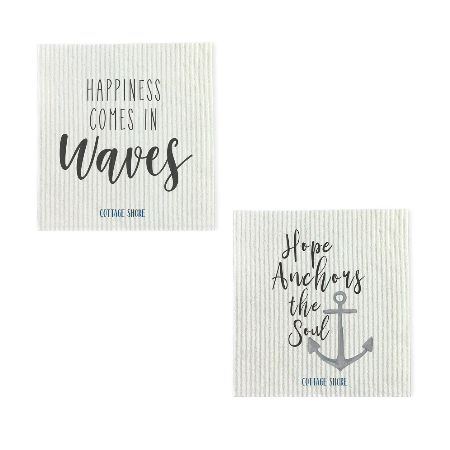 Happiness in Waves, Hope Anchors 2 pk - Swedish Dish Cloth