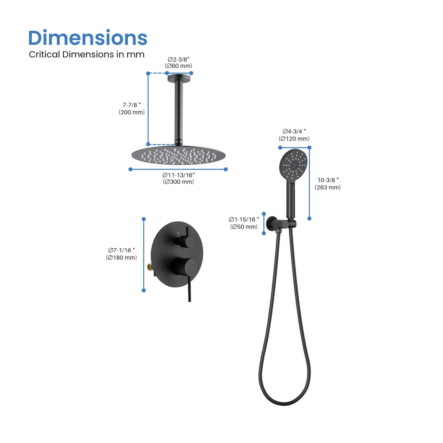 Halo Pressure Balanced 2-Function Ceiling Mount Shower System with Rough-In Valve