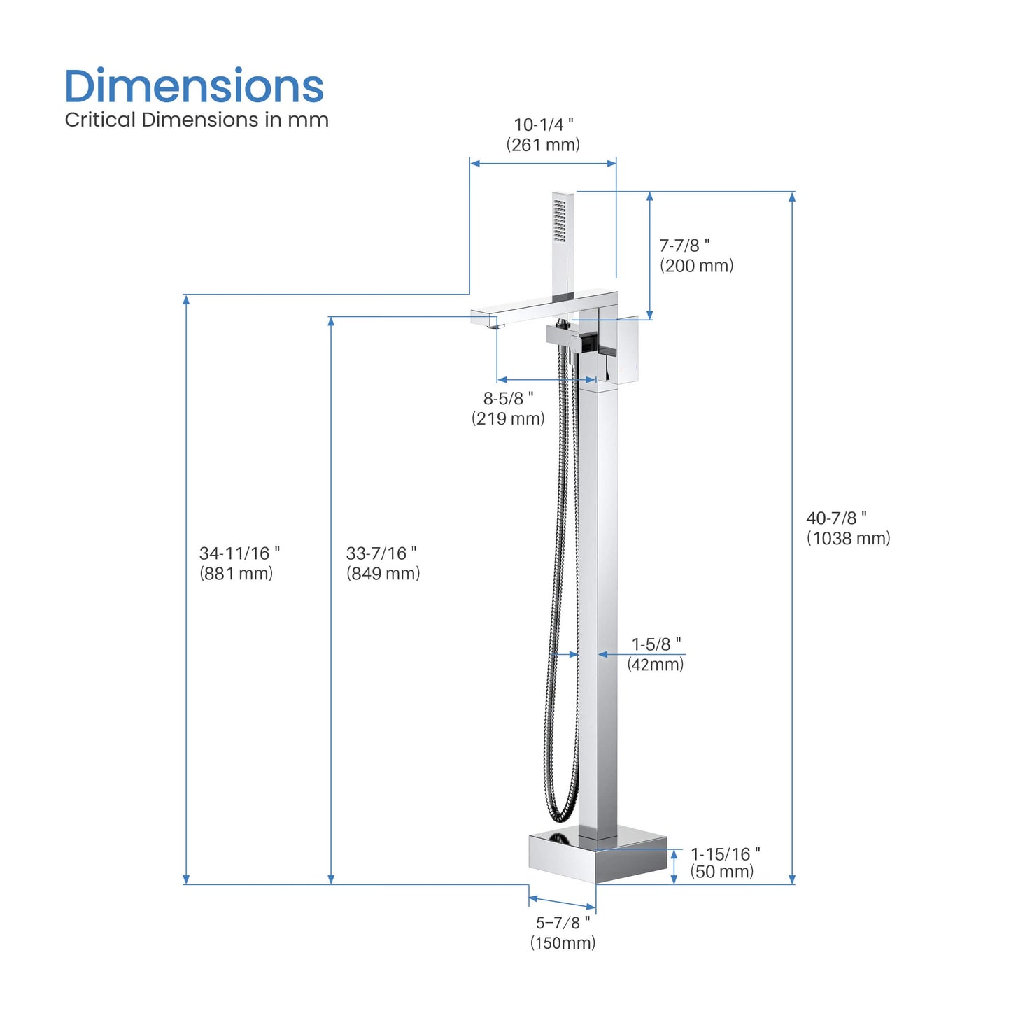 Quadra Floor Mount Tub Filler With Hand Shower