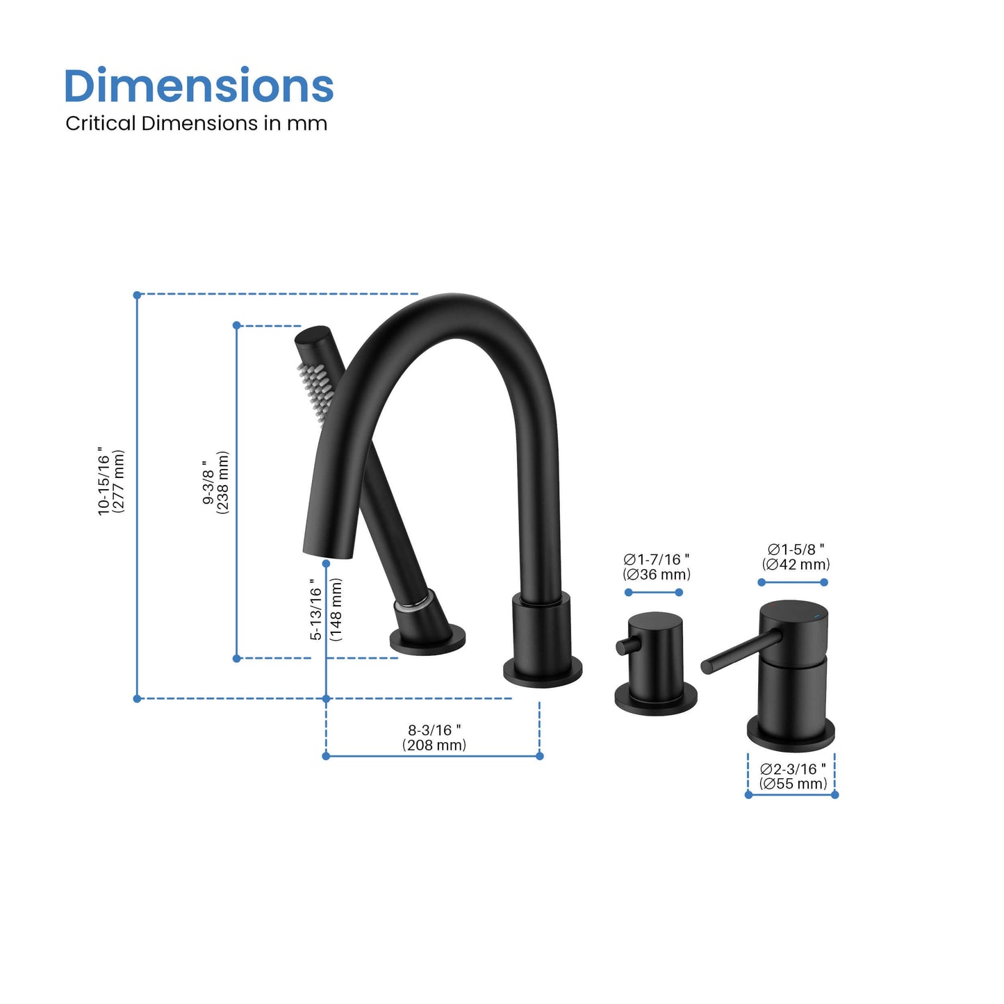 Halo Deck Mounted Bathtub Faucet with Hand Shower