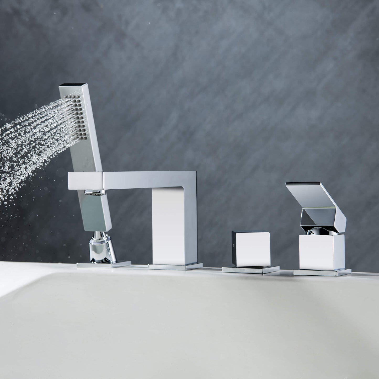 Quadra Deck Mounted Bathtub Faucet with Hand Shower