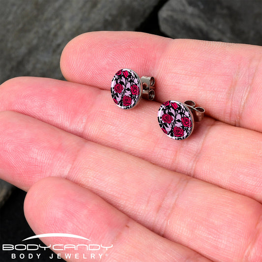Blossom Creation Floral Love of Roses Stud Earrings by Onyx O