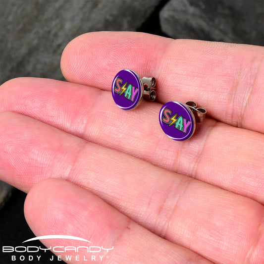 Colorful Lighting SLAY Stud Earrings by Onyx O