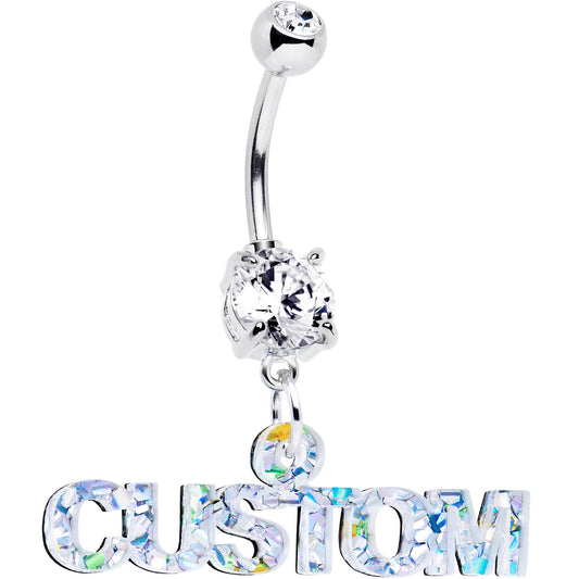 Custom Double Gem Personalized Name Belly Ring