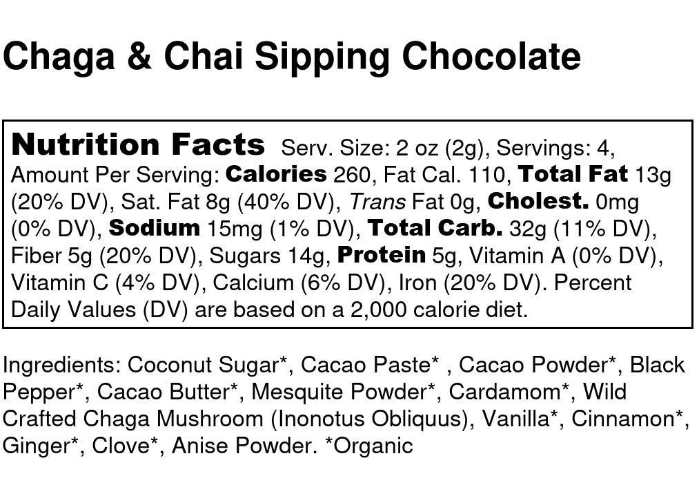 Chaga & Chai Sipping Chocolate