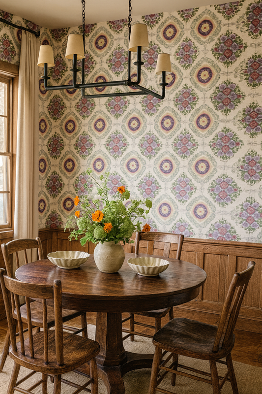 Stitch & Rosette Revival Wallpaper