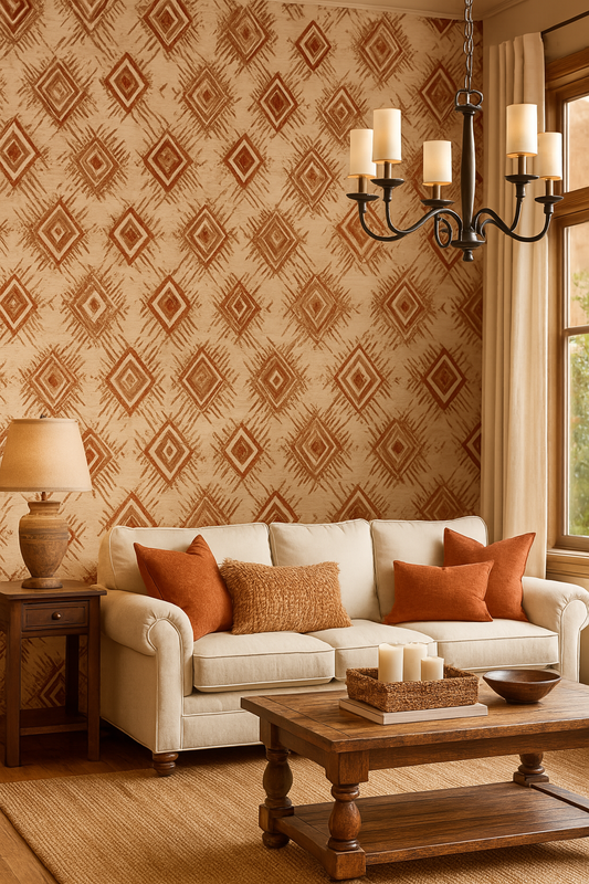 Clay Diamond Weave Wallpaper