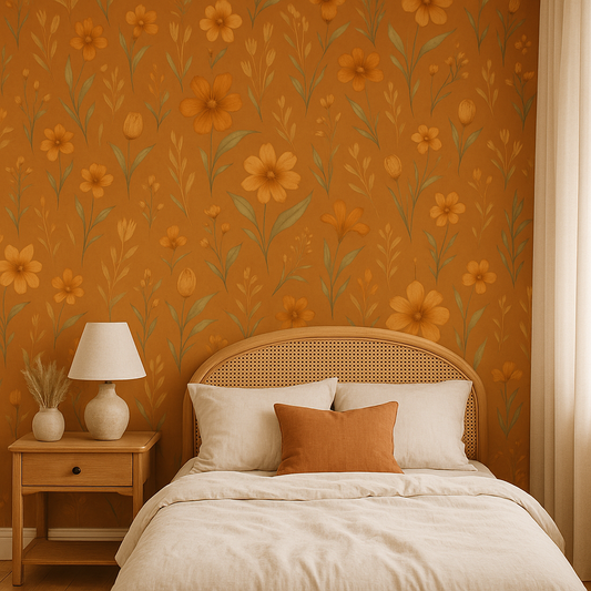 Terracotta Blooms Wallpaper