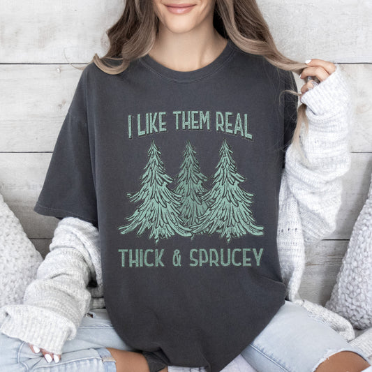 I Like Them Real Thick Christmas Comfort Colors Tshirt, Retro Christmas Tee