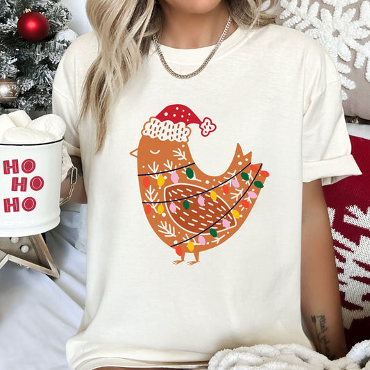 Christmas Chicken Retro Comfort Colors Tee, Vintage Classic Christmas Tshirt